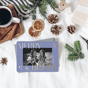 Carte De Vœux En Aluminium Joyeux et lumineux photo de Noël élégante