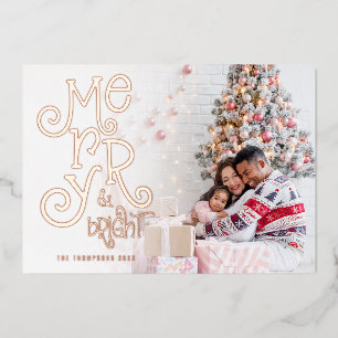 Carte De Vœux En Aluminium Joyeux et lumineux superposition photo Noël