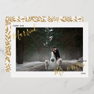 Carte De Vœux En Aluminium Joyeux et marié Script Mariage photo Foil Holiday