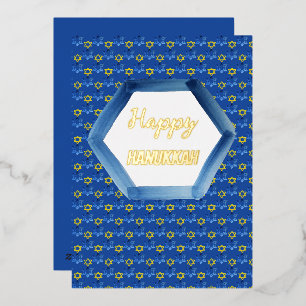 Carte De Vœux En Aluminium Joyeux Hanukkah Aquarelle Étoiles de David