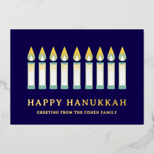 Carte De Vœux En Aluminium Joyeux Hanukkah Simple Vœu de Bougie Élégant
