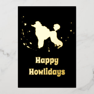 Carte De Vœux En Aluminium Joyeux Howlidays Gold Abstrait Poodle Dog Noël