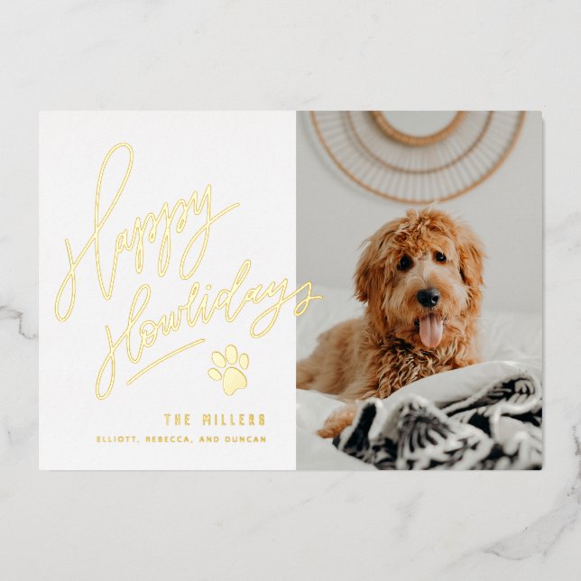 Carte De Vœux En Aluminium Joyeux Howlidays Pet Photo Christmas (Recto)