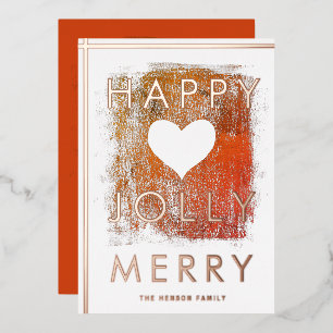 Carte De Vœux En Aluminium Joyeux Jolly Peinture Coeur Artistique Or de Noël