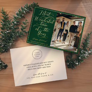 Carte De Vœux En Aluminium Joyeux Jours fériés Script Affaires Photo & Logo V