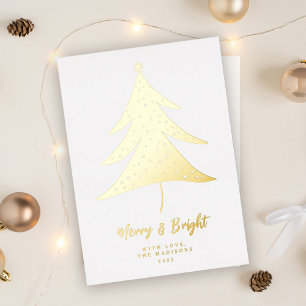 Carte De Vœux En Aluminium Joyeux minimaliste et arbre de Noël lumineux