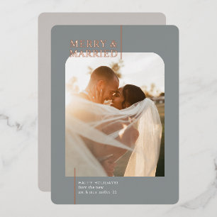 Carte De Vœux En Aluminium Joyeux minimaux et Gris Marié Gray Rose Or