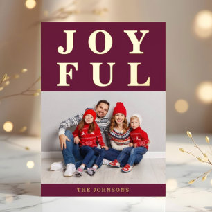 Carte De Vœux En Aluminium Joyeux Moderne Bourgogne Photo Gold de Noël