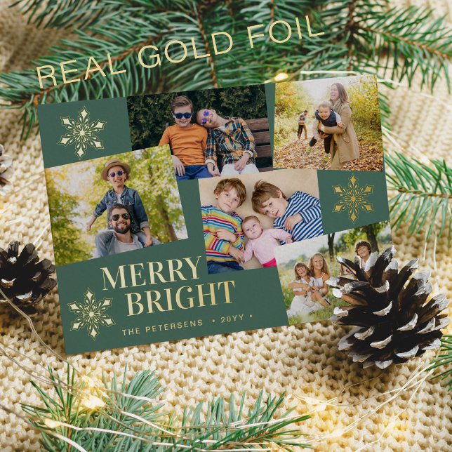 Carte De Vœux En Aluminium Joyeux moderne et Bright photo Noël vert (Créateur téléchargé)