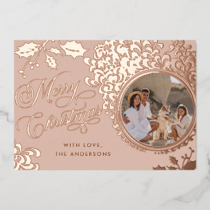 Carte De Vœux En Aluminium Joyeux Noël 1 Photo Vintage Holly Real