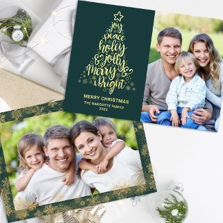 Carte De Vœux En Aluminium Joyeux Noël 2 Photo Gold