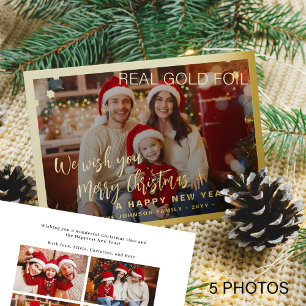 Carte De Vœux En Aluminium Joyeux Noël 5 photo collage or