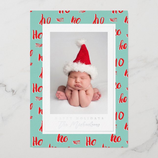 Carte De Vœux En Aluminium JOYEUX NOËL | Ajoutez votre photo (Recto)