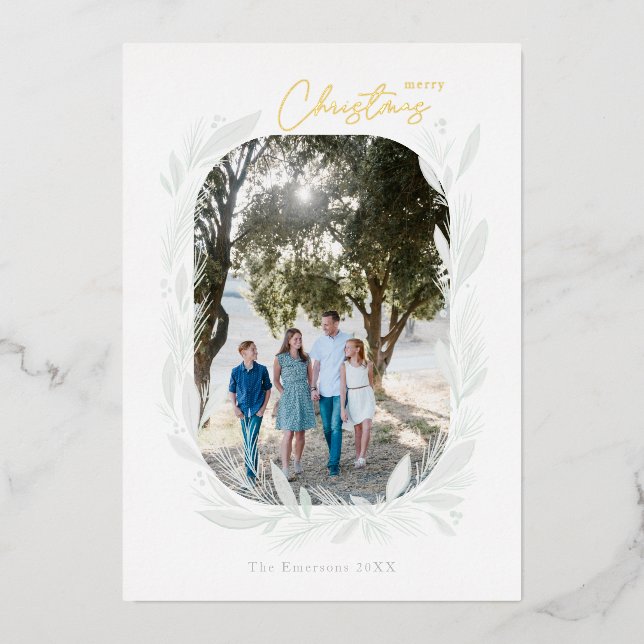 Carte De Vœux En Aluminium Joyeux Noël Boho aquarelle cadre Lumière (Recto)