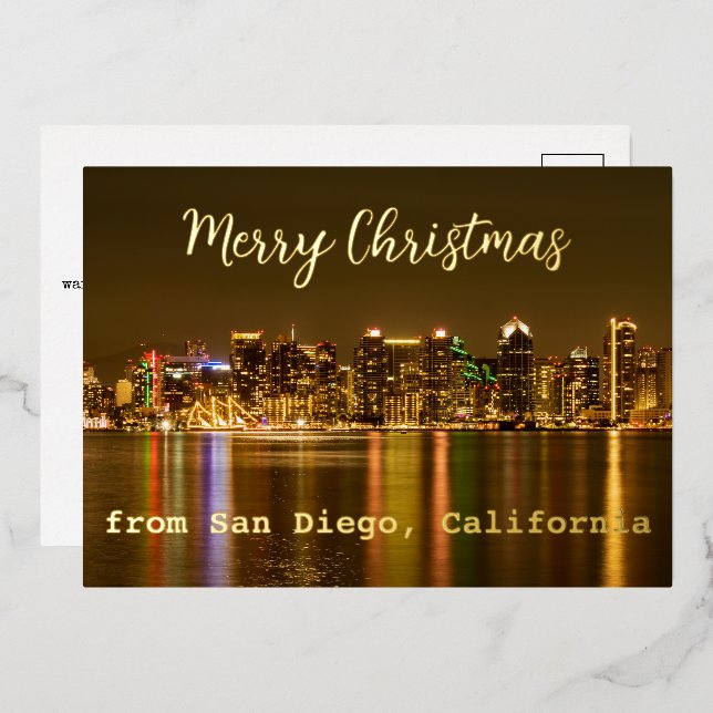 Carte De Vœux En Aluminium Joyeux Noël de San Diego Californie (Recto/Verso)