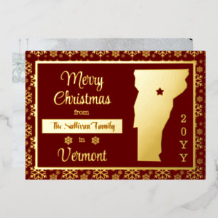 Carte De Vœux En Aluminium Joyeux Noël depuis Vermont State Photo