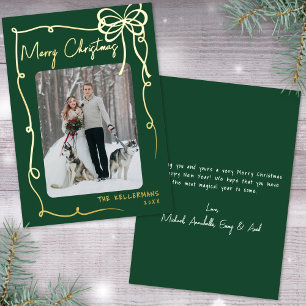 Carte De Vœux En Aluminium Joyeux Noël Dessiné à la Main Vert Fantaisiste