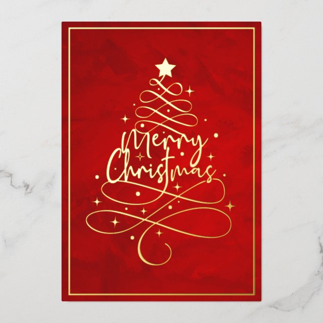 Carte De Vœux En Aluminium Joyeux Noël élégant avec feuille d'or (Recto)