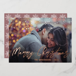 Carte De Vœux En Aluminium Joyeux Noël Élégant Minimaliste Photo Personnalisé