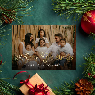 Carte De Vœux En Aluminium Joyeux Noël Élégant Photo Rétro Tartan Carreaux