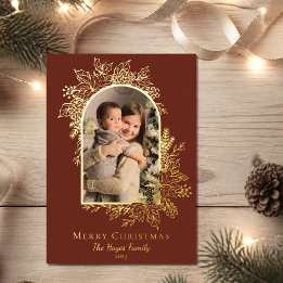 Carte De Vœux En Aluminium Joyeux Noël Élégante Arche en Terracotta Photo
