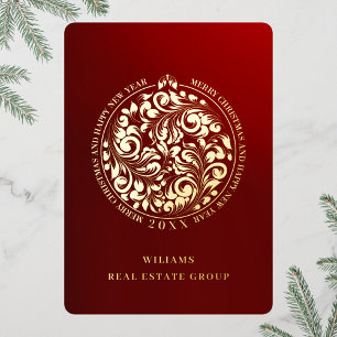 Carte De Vœux En Aluminium Joyeux Noël Entreprise Salutation Gold