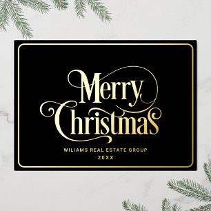 Carte De Vœux En Aluminium Joyeux Noël Entreprise Salutation Gold