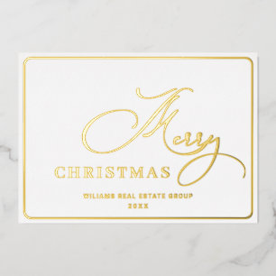 Carte De Vœux En Aluminium Joyeux Noël Entreprise Salutation Gold