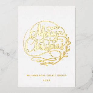 Carte De Vœux En Aluminium Joyeux Noël Entreprise Salutation Gold