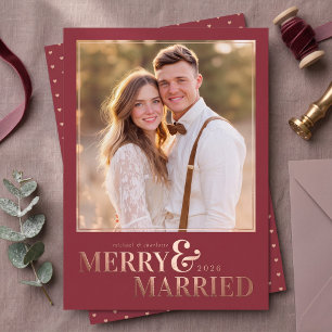 Carte De Vœux En Aluminium Joyeux Noël et Mariage Photo Foil - Rouge