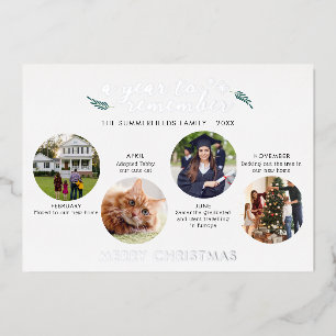 Carte De Vœux En Aluminium Joyeux Noël Famille Photo Collage Argent