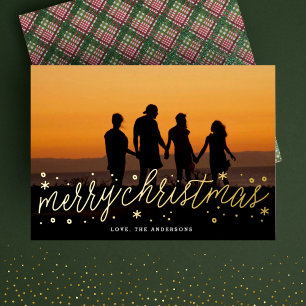 Carte De Vœux En Aluminium Joyeux Noël Gold Script