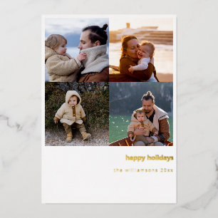 Carte De Vœux En Aluminium Joyeux Noël gras minimaliste 4 Grille photo Or