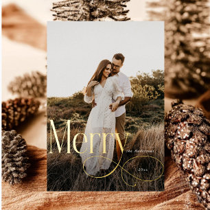 Carte De Vœux En Aluminium Joyeux Noël moderne Famille Photo plaid Tartan