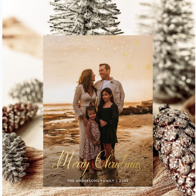 Carte De Vœux En Aluminium Joyeux Noël moderne Famille Photo plaid Tartan (Créateur téléchargé)