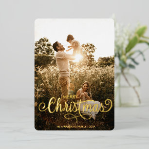Carte De Vœux En Aluminium Joyeux Noël moderne Nom de la famille Tartan