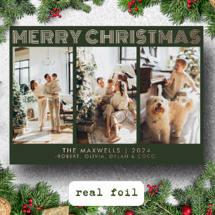 Carte De Vœux En Aluminium Joyeux Noël moderne photo verte