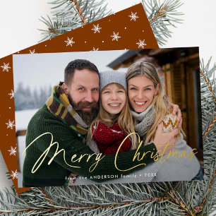 Carte De Vœux En Aluminium Joyeux Noël moderne Script Pain d'épices Photo