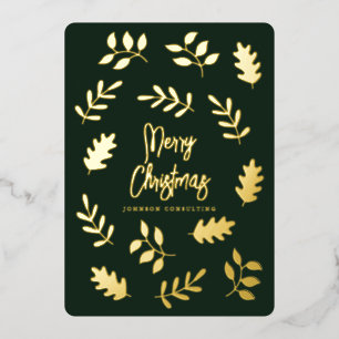 Carte De Vœux En Aluminium Joyeux Noël Moderne Simple Foliage Botanique