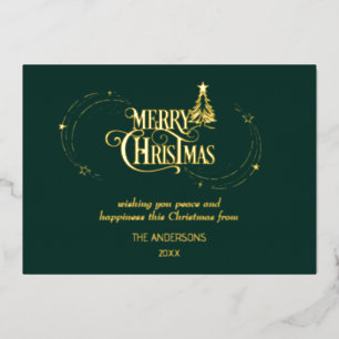 Carte De Vœux En Aluminium Joyeux Noël Moderne Typographie Graphique NonPhoto