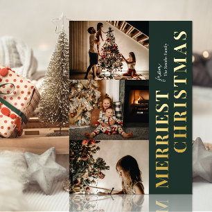 Carte De Vœux En Aluminium Joyeux Noël moderne vert Gold Script photo