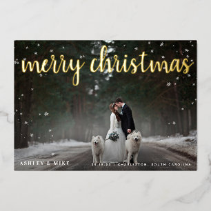 Carte De Vœux En Aluminium Joyeux Noël Neige 2 Mariage photo Merci