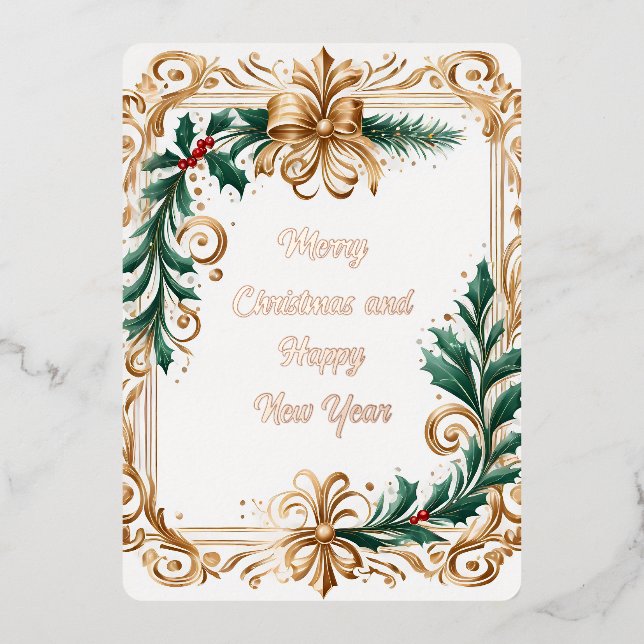 Carte De Vœux En Aluminium joyeux noël + nouvelle année (Recto)