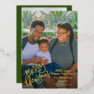 Carte De Vœux En Aluminium Joyeux Noël Personnalisé Photo Gold