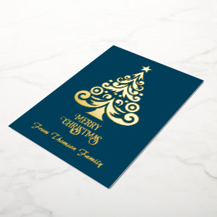Carte De Vœux En Aluminium Joyeux Noël Personnaliser Gold Foil Noël