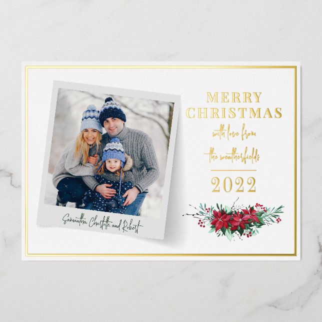 Carte De Vœux En Aluminium Joyeux Noël Photo de famille (Recto)