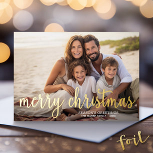 Carte De Vœux En Aluminium Joyeux Noël photo horizontale - avec or