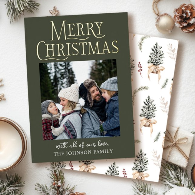 Carte De Vœux En Aluminium Joyeux Noël Pine Photo Real (Créateur téléchargé)