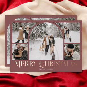Carte De Vœux En Aluminium Joyeux Noël Retro Arch Photo Collage