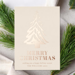 Carte De Vœux En Aluminium Joyeux Noël Rose minimaliste